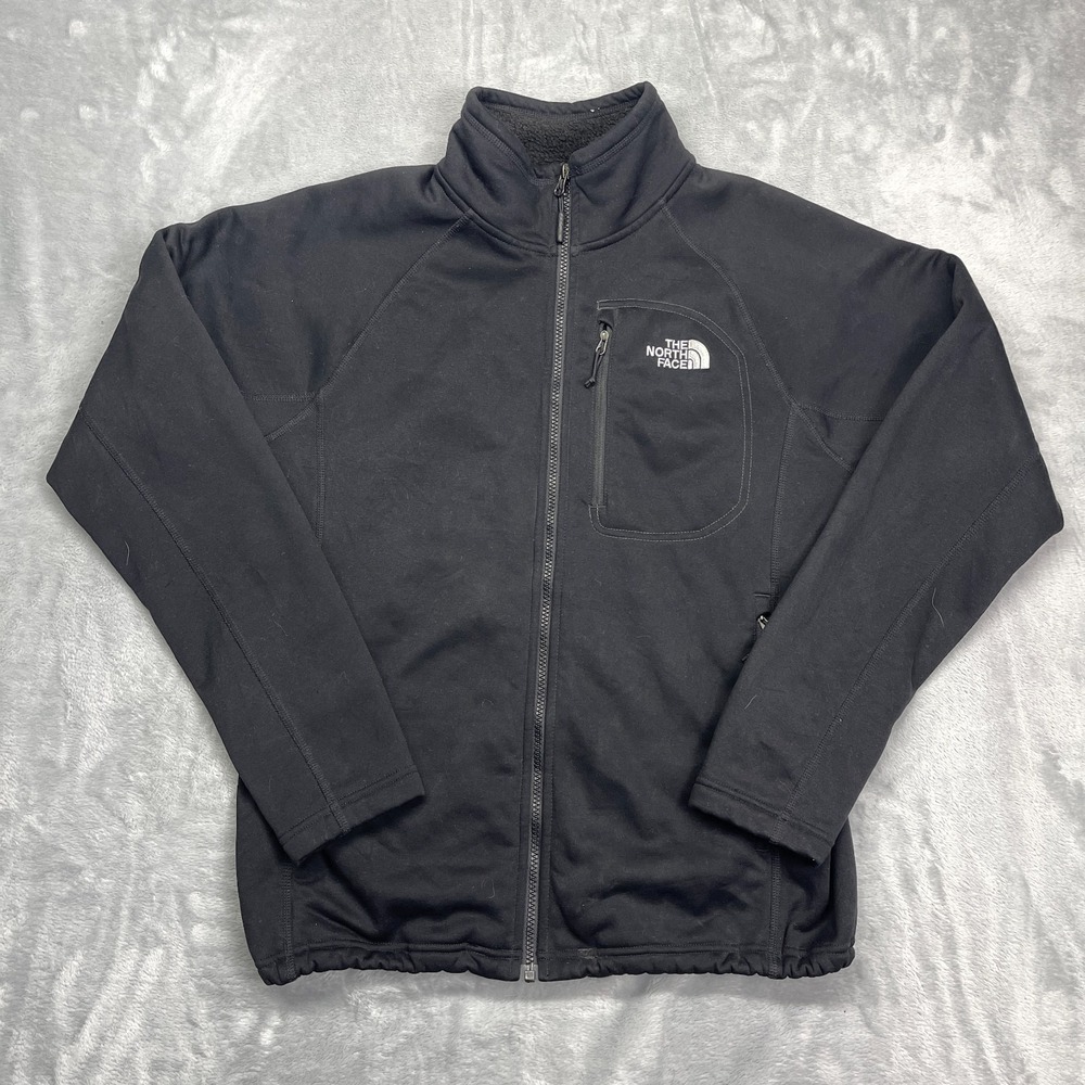 The North Face Jacket Mens‎ M Black Fleece Lined Long Sleeve Mock Neck Full Zip